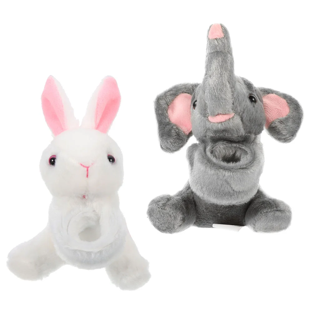 2 Pcs Animal Slap Bracelets Kids Stuffed Animal Slap Bracelet Slap Bracelets Toys Rabbit Plash Wristband Plush Bunny