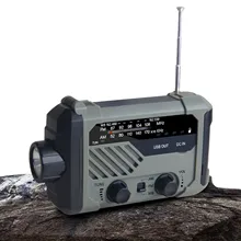 Portable Table Radio Hand Crank AM FM NOAA Emergency Reading Lamp LED Flashlight Solar Charging 2000mAhPower Bank For Cell Phone