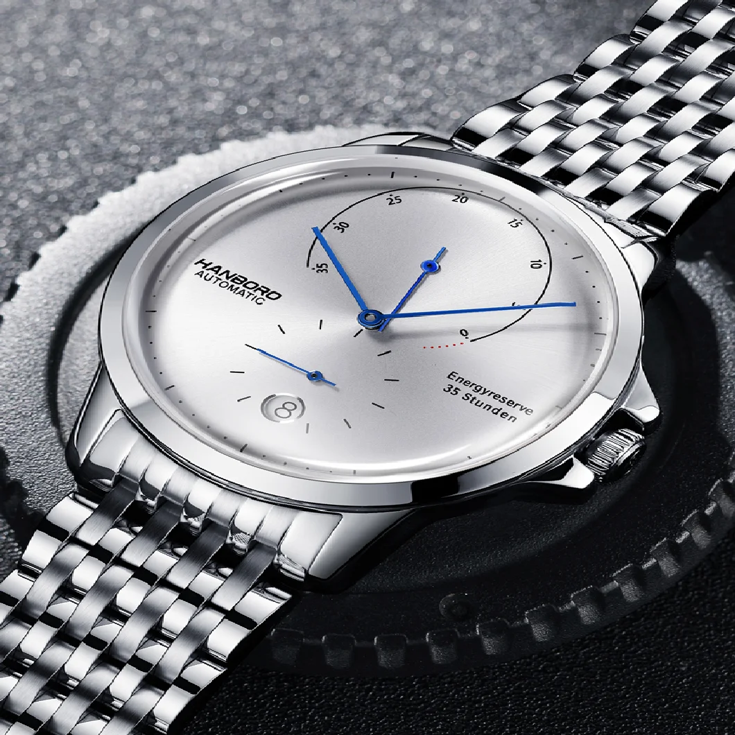 

HANBORO New Leisure Automatic Mechanical Watch Large Dial Waterproof Steel Band Men's Watch Simple Fashion Trendy Man