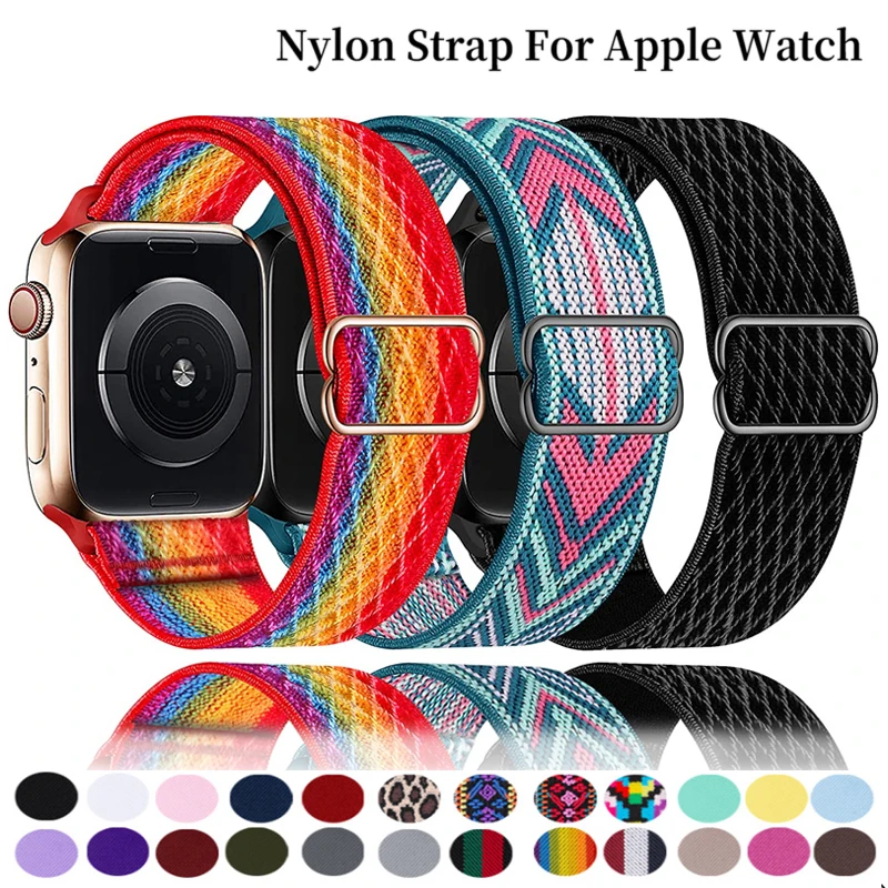 Ремешок Solo Loop нейлоновый для Apple watch band 44 мм 40 38 42 41 45 регулируемый строительный