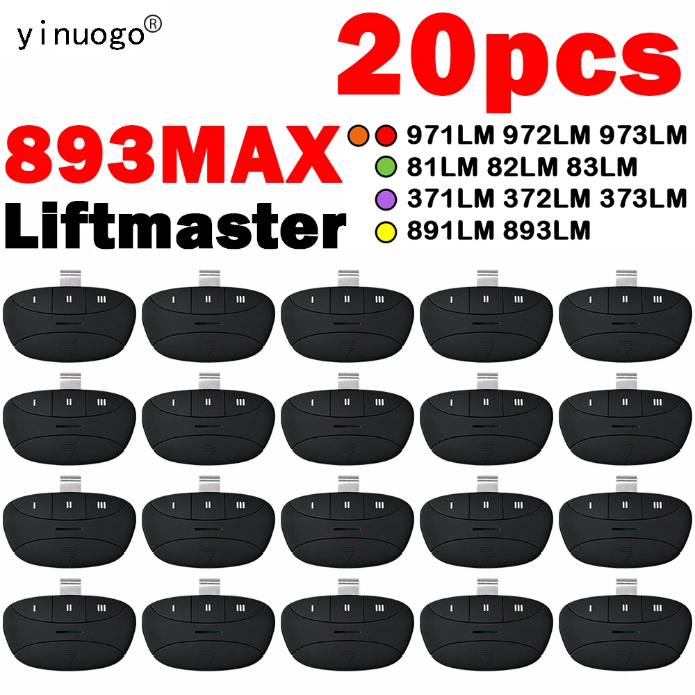 

Пульт дистанционного управления для гаражных дверей LiftMaster 893MAX, 310 МГц, 315 МГц, 390 МГц, козырек безопасности + 2,0 myQ953ESTD, 20 упаковок