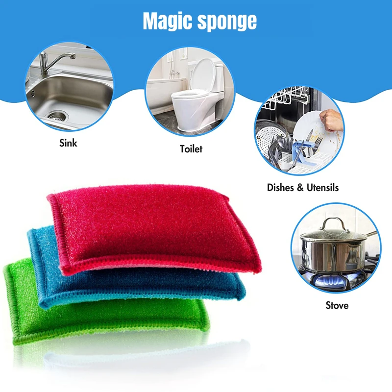 

5/10/15PCS Double-sided Kitchen Dishwashing Sponge Absorbs Water Sponge Brush Cup Lunch Box Eraser Dishcloth Cleaning Tools