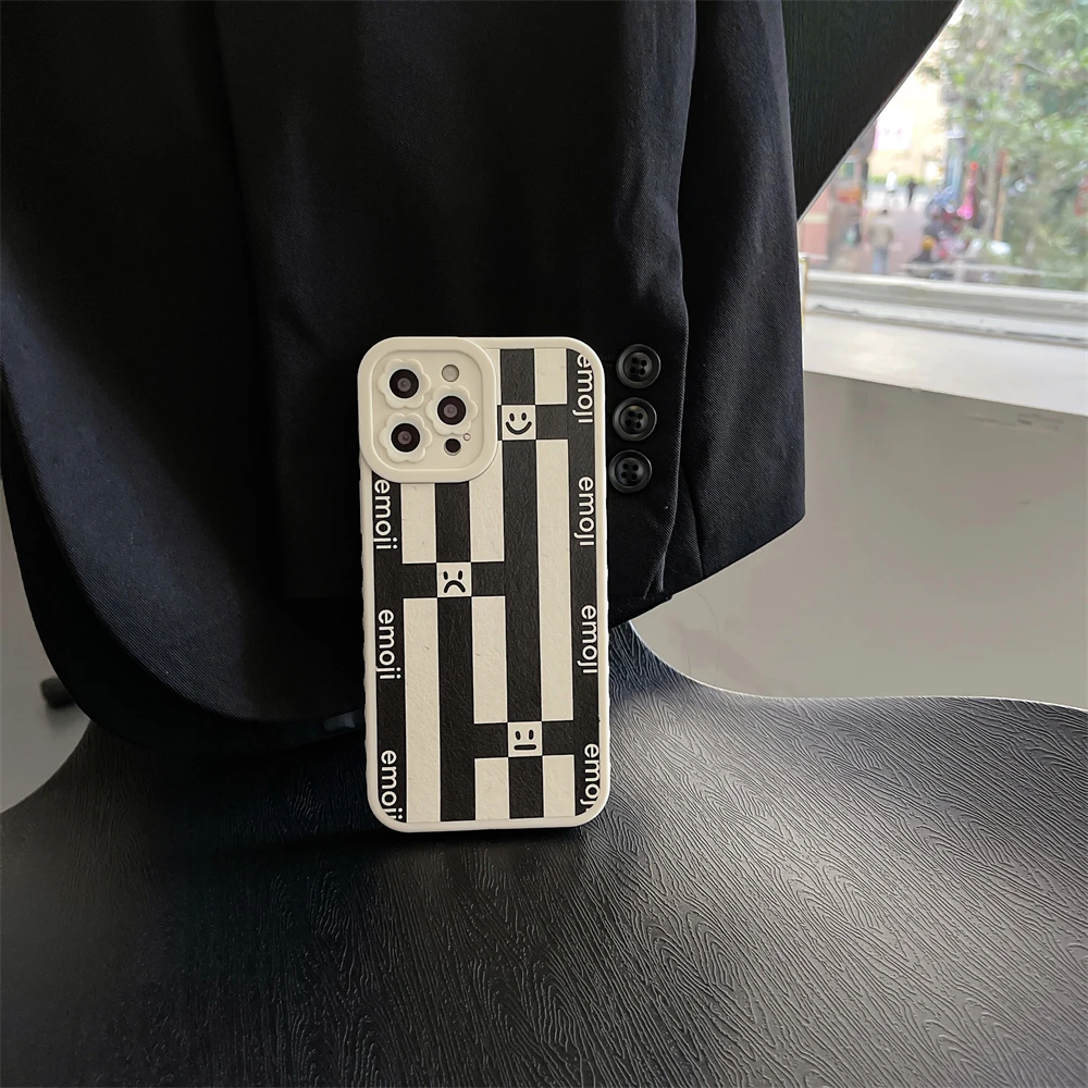 

Stripe Smile Fashion Leather Cartoon Cute Case For Iphone 13 12 11 Pro Max X Xs Xr Grils Women Luxury Soft Sillicone Cover Coque