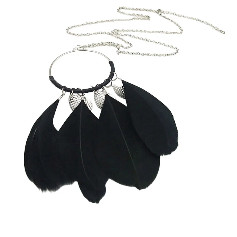 Женское ожерелье JEWEPLAIT с перьями и листьями