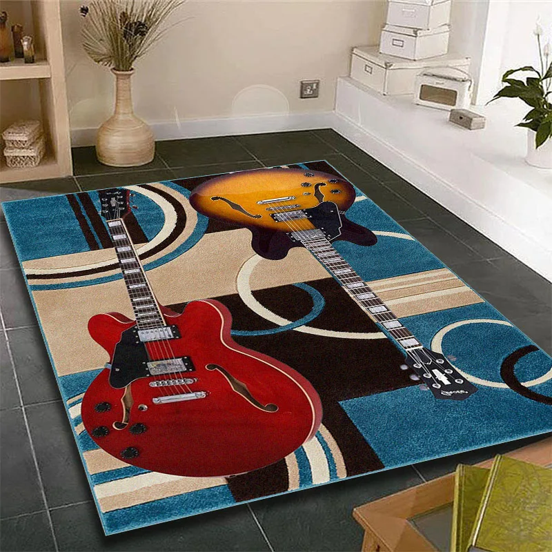 

Music Is The Voice of The Soul Guitar Room Bedroom Floor Mat Carpet Rugs and Carpets for Home Living Room Picnic Camping