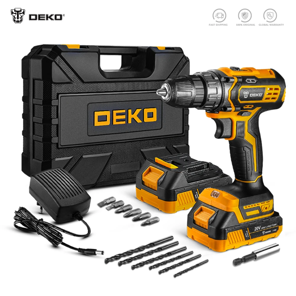 

DEKO 20V MAX Cordless Drill,40N.M Electric Screwdriver with 3/8" Keyless Chuck,2 Variable Speed,18+1 Torque Setting,Fast Charger