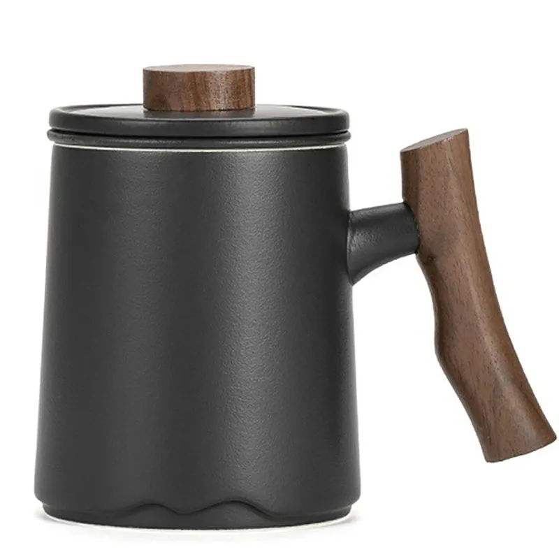 

Teacups Set Vintage Ceramic Cups Creative Coffee Mug Tumbler Milk Cup with Wood Handle Water Cup Home Office Drinkware Gifts