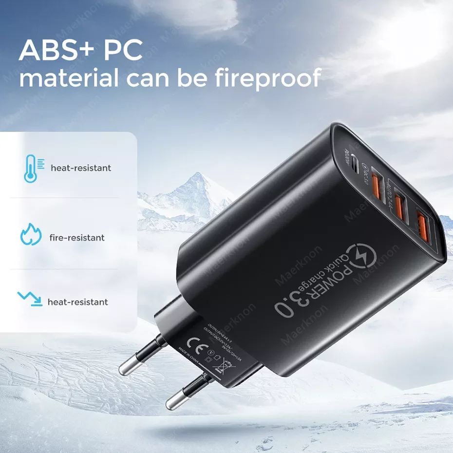 

USB Type C Charger Quick Charge QC 3.0 pd Fast Charge for iPhone 12 13 Wall Mobile Phone Charger EU/US Plug