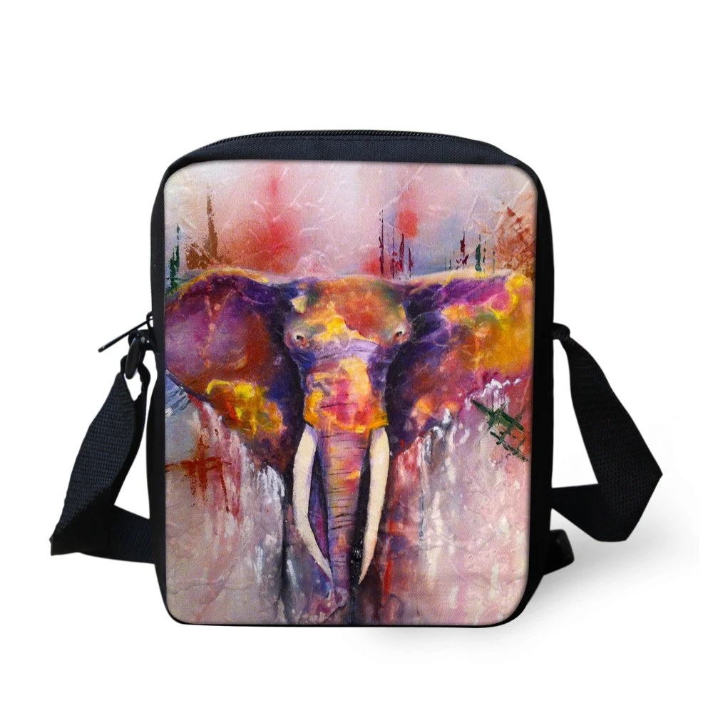 Abstract Art Elephant Pattern Crossbody Bags Children School Bags Personalized Customized Shoulder Messenger Bag Free Shipping