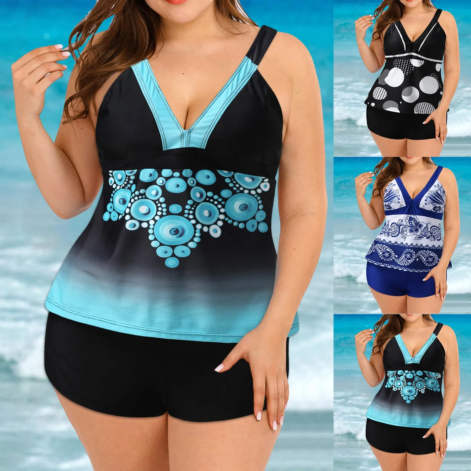 

Mastectomy Swimsuits for Women with Pocket Only Blue And White Striped Swimsuit Digital Print Swimsuit Set Bikini Bikini #50