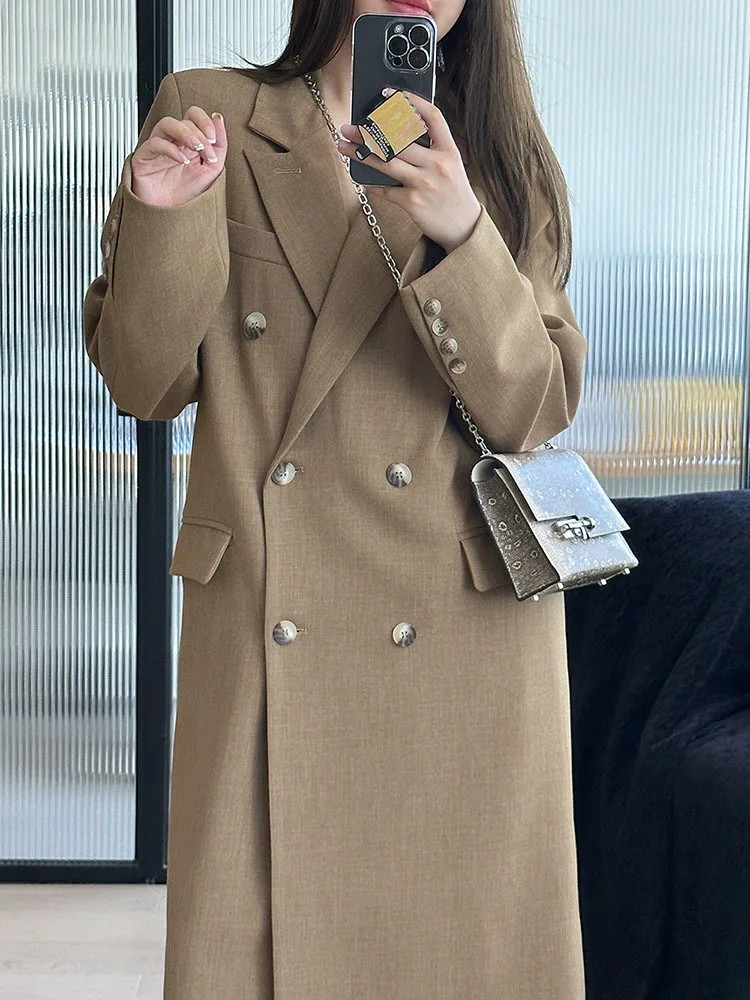 BZVW офисный женский длинный пиджак двубортный однобортный однотонный