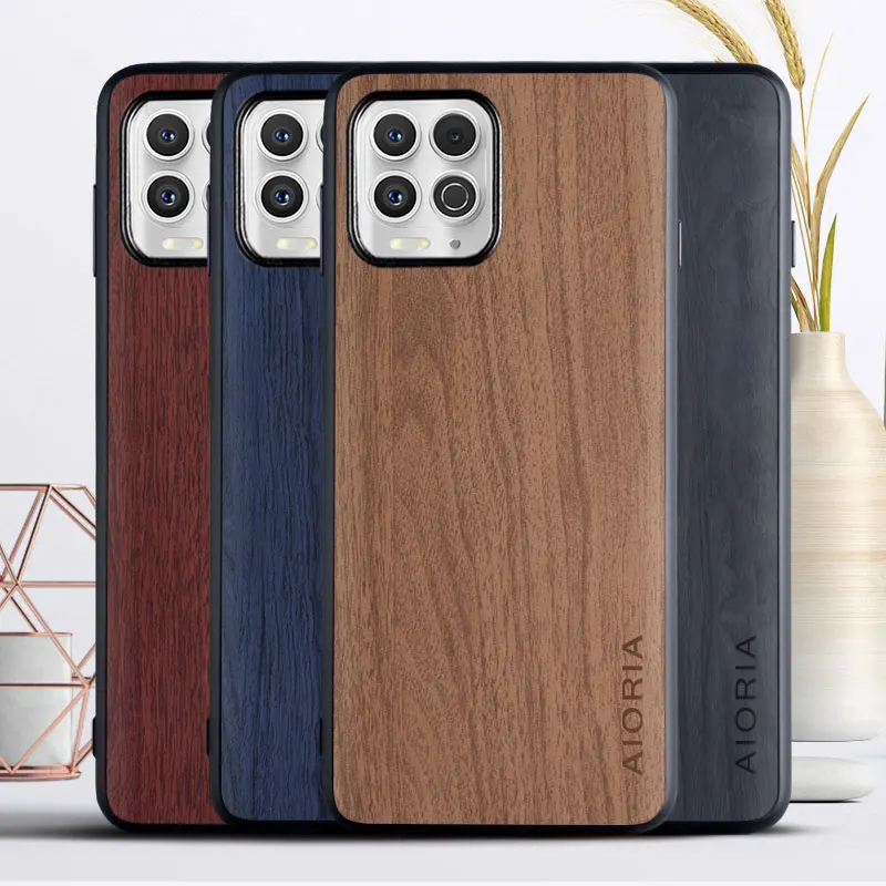 

WoodLike case for Motorola Moto Edge S coque fundas covers for Motorola Moto Edge S Soft TPU with PU leather skins