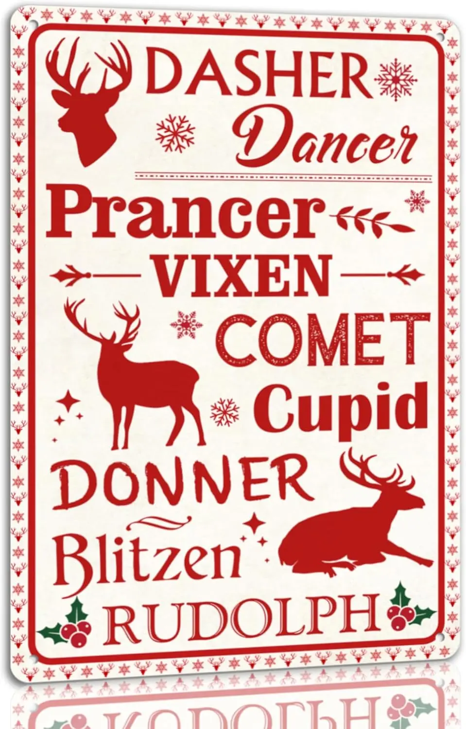 Оловянная вывеска с именами оленя Dasher Dancer Prancer Vixen Comet Купидон Donner Blحة Rudolph