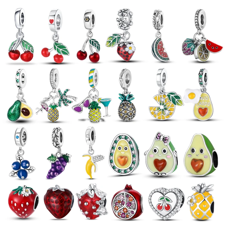 Женский браслет из серебра 100% пробы с фруктами