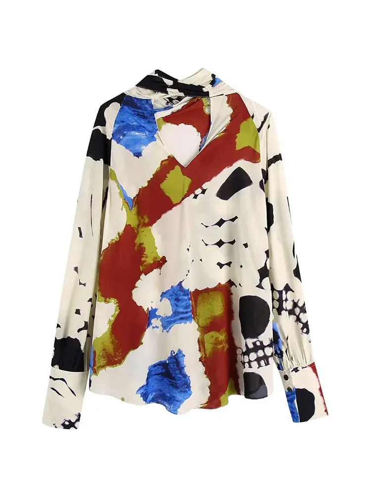 Женская элегантная рубашка с бантом Nlzgmsj ZBZA 2023 однобортная Повседневная длинным