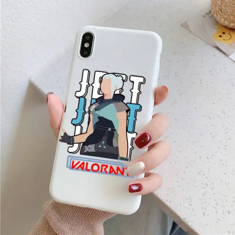 

Cute Cartoon Valorant Phone Case for iPhone 11 12 13 Mini Pro Xs Max 8 7 6 6S Plus X XR Solid Candy Color Case