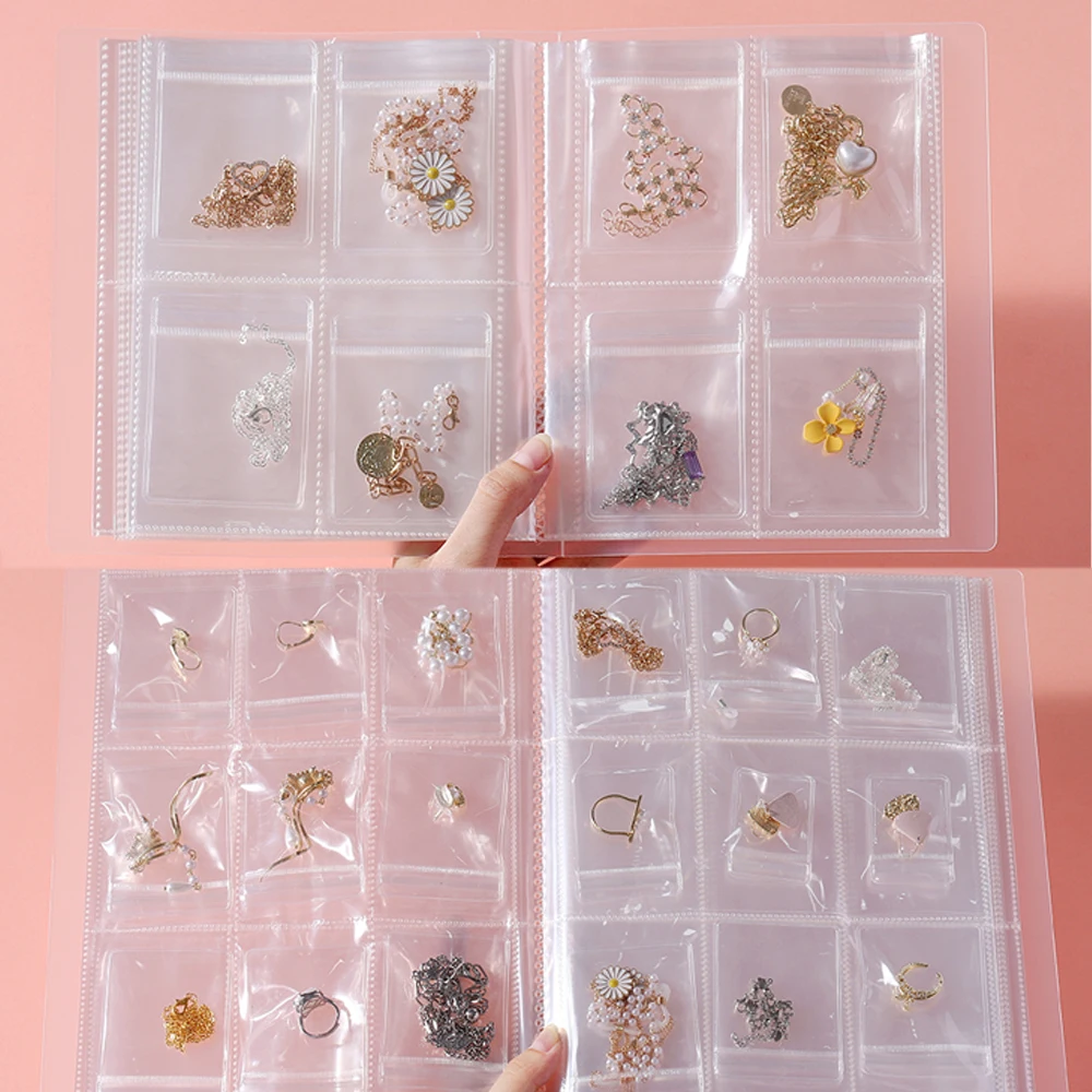 

10-50Pcs Transparent Jewelry Storage Bag Sealed Anti-oxidation Multi-compartment Storage Book Jewelry Necklace Display Bag