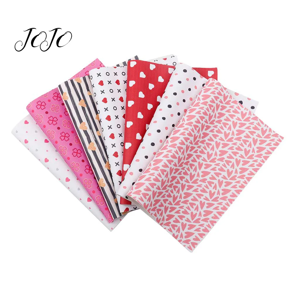 

JOJO BOWS 22*30cm 1pc Faux Synthetic Leather Fabric Leaf Heart Love Printed Sheets Valentine's Day Home Decoration DIY Hair Bows