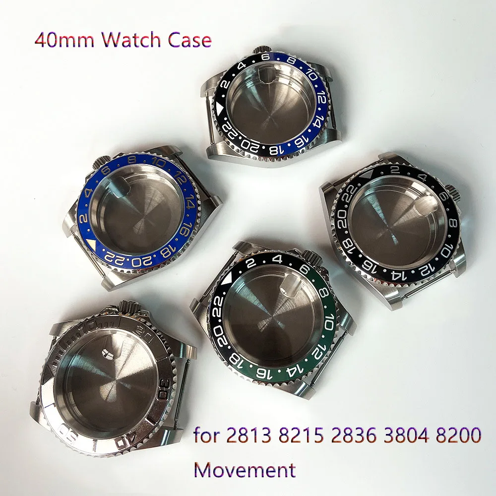 

40mm 316 Stainless Steel Watch Case Mechanical Quartz Diving Men's Case Sapphire Glass for 2813 8215 2836 3804 8200 Movements