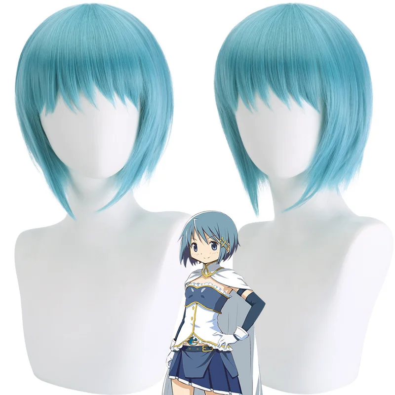 

Парик для косплея Sayaka из аниме «Puella Magi Madoka Magica Miki», Короткие Голубые искусственные волосы, термостойкие, с шапочкой