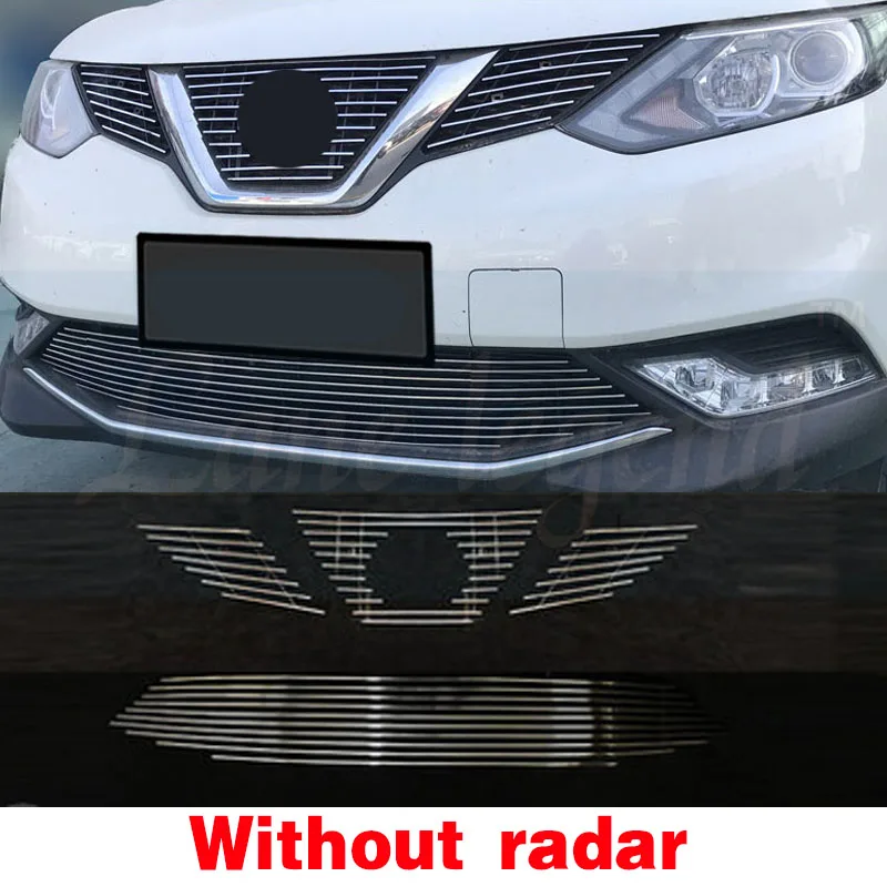 Подходит для Nissan Qashqai 2016 2017 2018 Хромированная передняя сетчатая решетка гриль