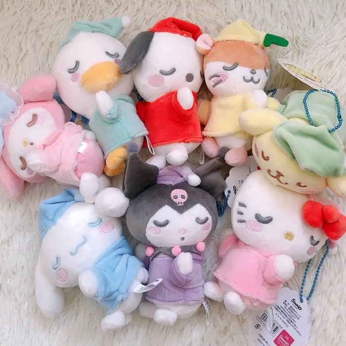 

12Cm Sanrio Plushie Cinnamoroll Plush Sleeping Hello Kt My Melody Pompom Purin Kuromi Soft Stuffed Plush Puppet Doll Kids Toy