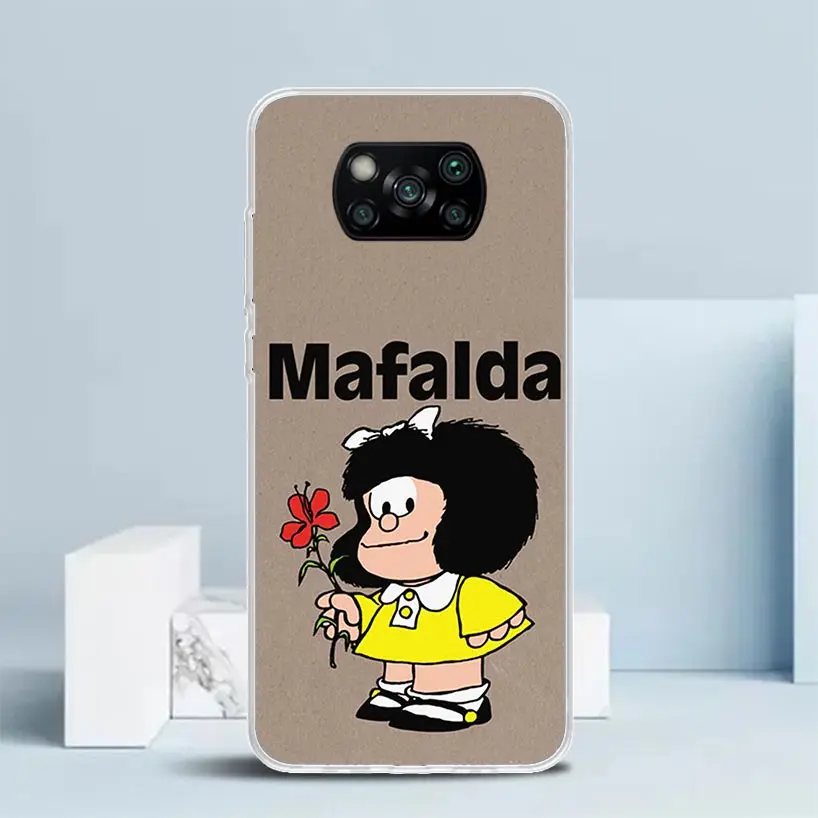 Mafalda мультяшный чехол для телефона Xiaomi Poco X6 X5 X4 X3 Nfc F6 F5 Pro F4 Gt F3 F2 F1 M5S M4 M3 M2 мягкая