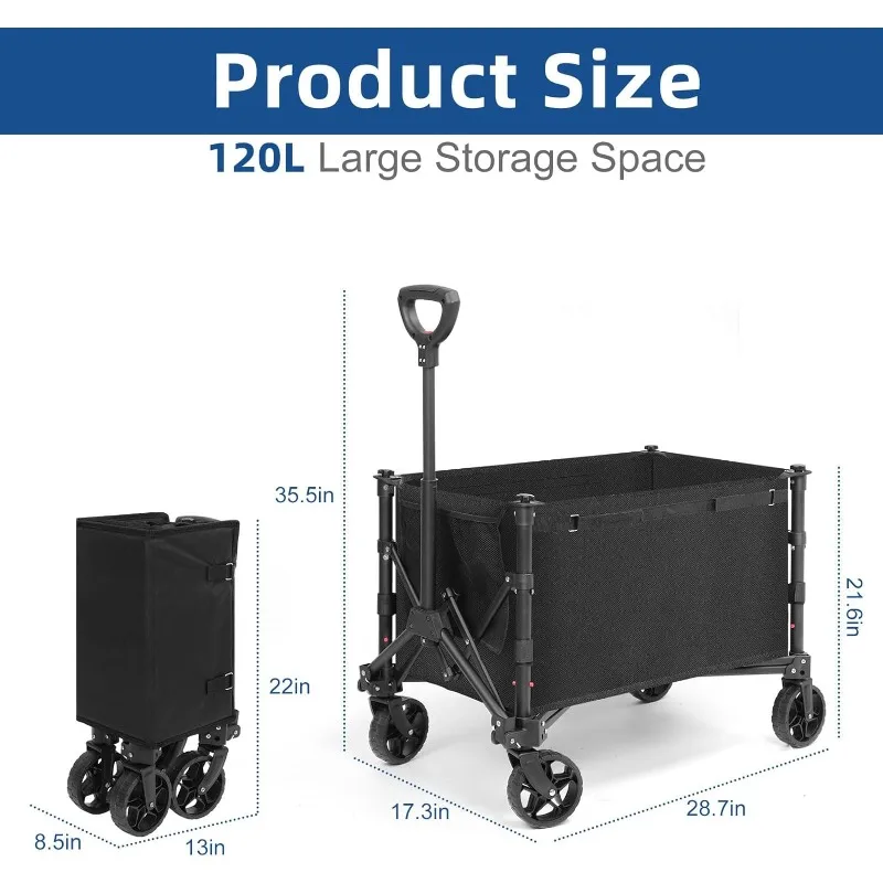 Складной вагон фунтов сверхмощный предмет эксплуатации для пляжа с колесами 120 л