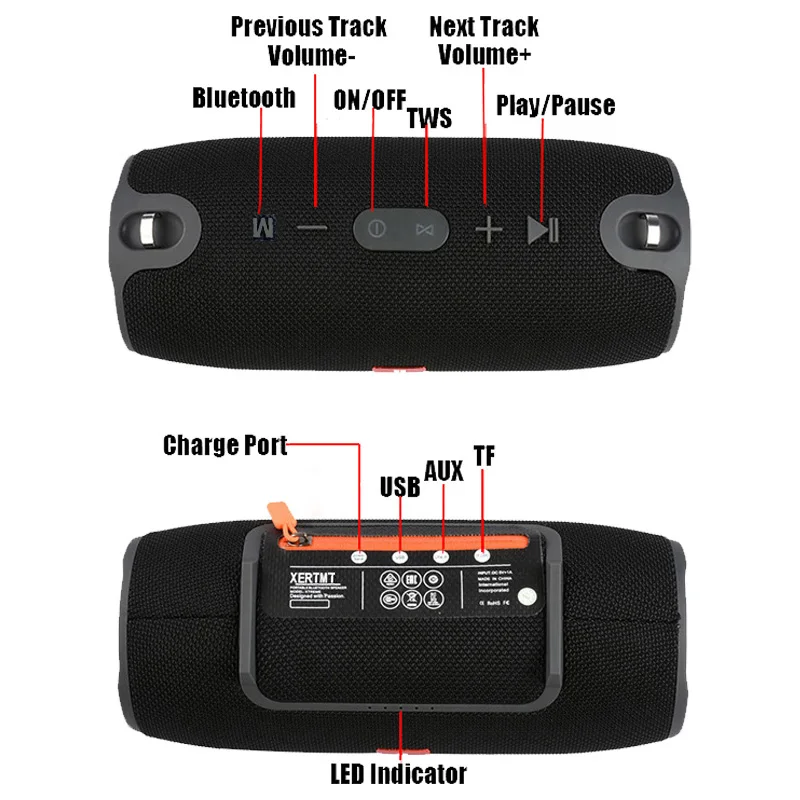 Водонепроницаемая портативная Bluetooth-колонка 40 Вт 3600 мАч |