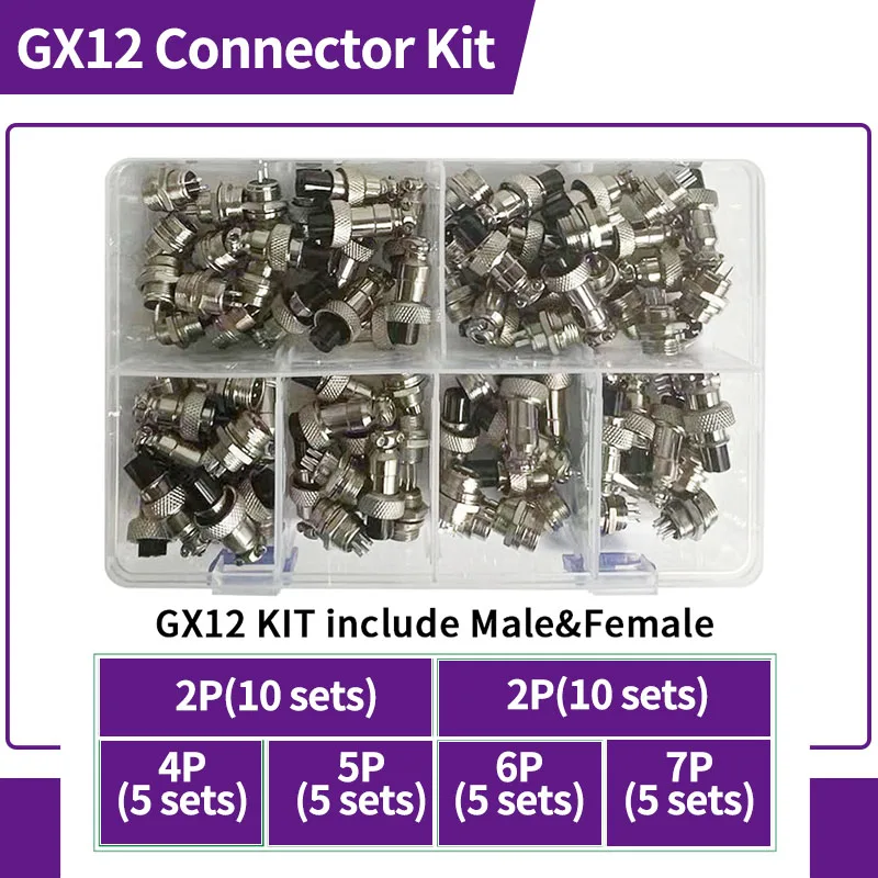 

1/5Sets GX12 Kit Connector Nut Type Male Female 2/3/4/5/6/7P Include Aviator Aviation Plug Socket Circular Electrical Wire Panel