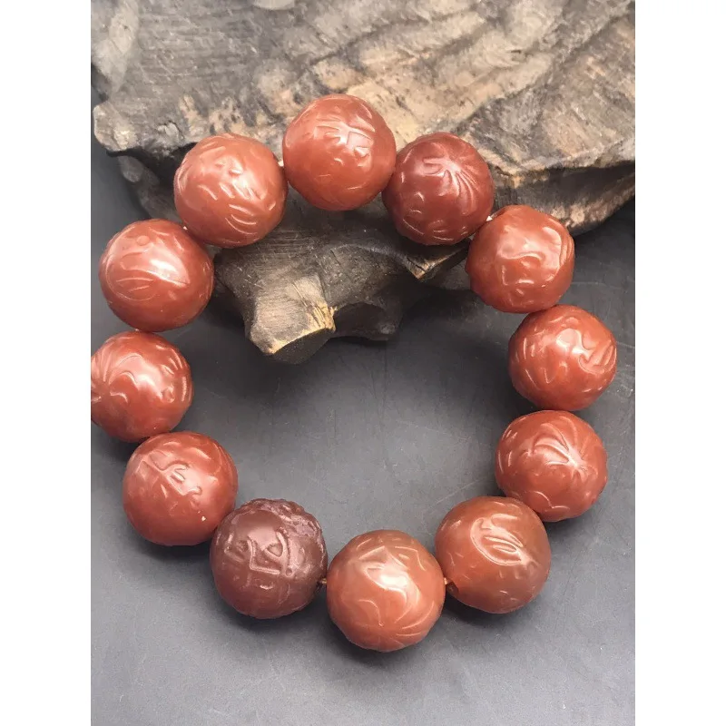 Натуральный резной браслет из агата мужской старого ручная игрушка шелковый с