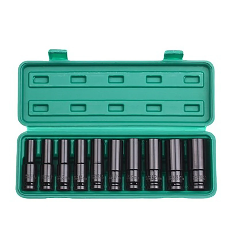

10Pcs 1/2Inch Drive 6-Point Impact Socket Set Metric Sizes 10-24mm Carbon Steel with Hard Storage Box Hand Tools Set Sockets