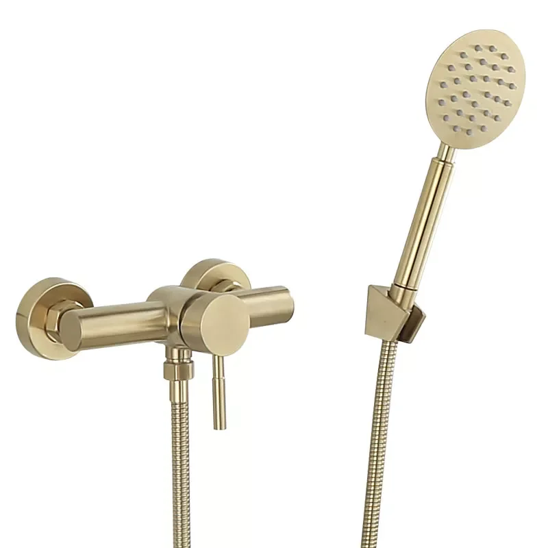 

Bathroom Shower Faucet Set Wall Mounted Brushed Gold Shower Faucet, Bathroom Cold and Hot Bath and Shower Mixer Taps Brass