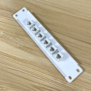 6-Port CAT5e Shielded Patch Panel RJ45 10G Ready Metal Housing Color-Coded Labeling for T568A and T568B Wiring, White 24BB