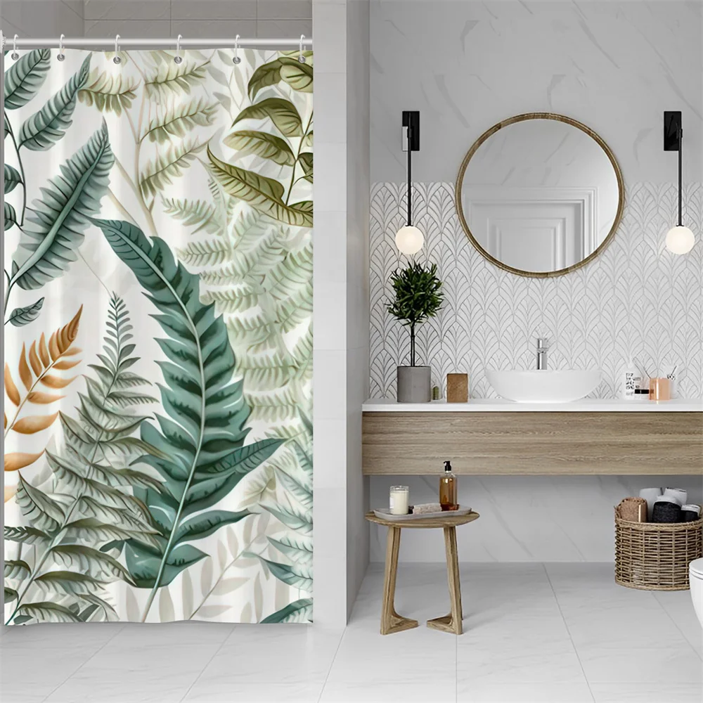 

Занавеска для душа с зелеными листьями растений, 90x180 см, водонепроницаемая занавеска для ванной из полиэстера, декоративные занавески для декора ванной комнаты