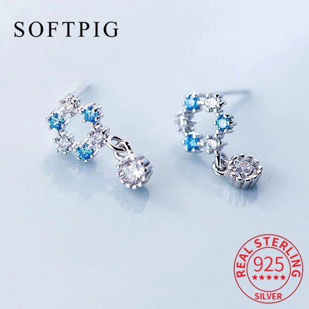 Женские серьги-гвоздики из серебра 925 пробы с фианитом