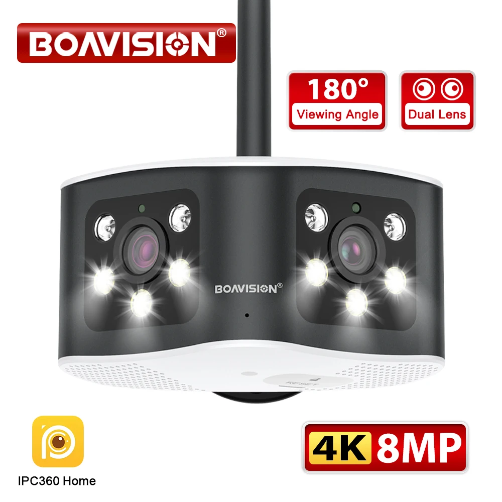 BOAVISION Открытый 4K 8MP 6MP 180 ° ультра широкий угол обзора панорамный WIFI Двойной