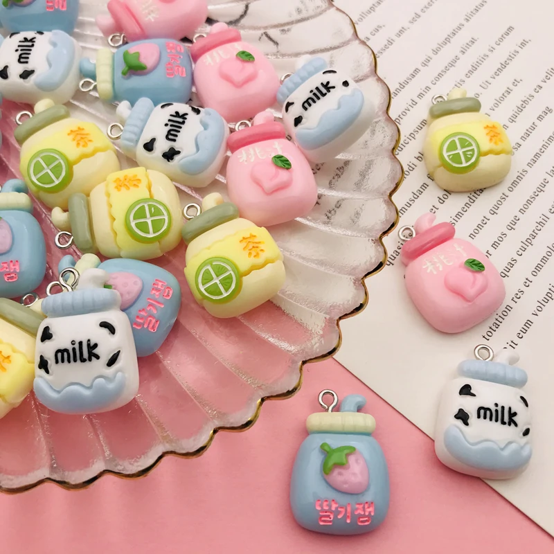 10pcs Hot Selling Resin Cute Newest Miniature Milk Peach Drink Charm for Keychain Earring Scrapbooking DIY Making Necklace - купить по