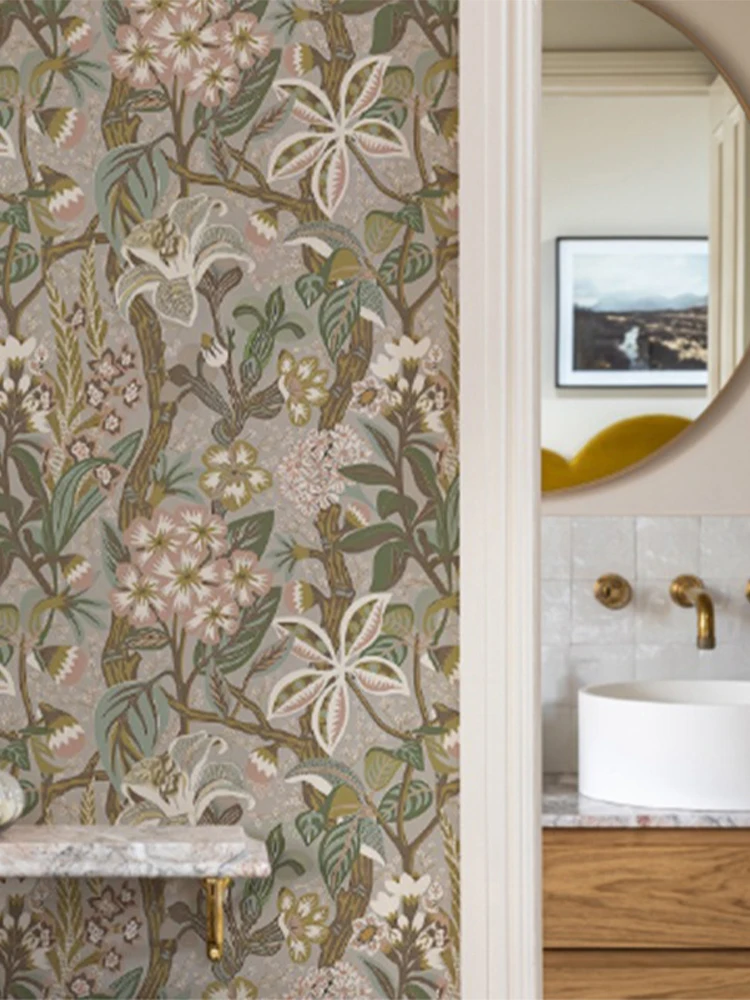 Ретро обои для ТВ-фона зеленая трава посадка цветов плотные наклейки натуральные