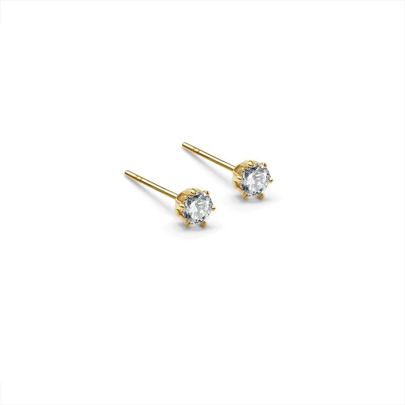 

Wholesale Stainless Steel Jewelry Super Flash 3A Single Zircon Stud Simple Earrings For Women