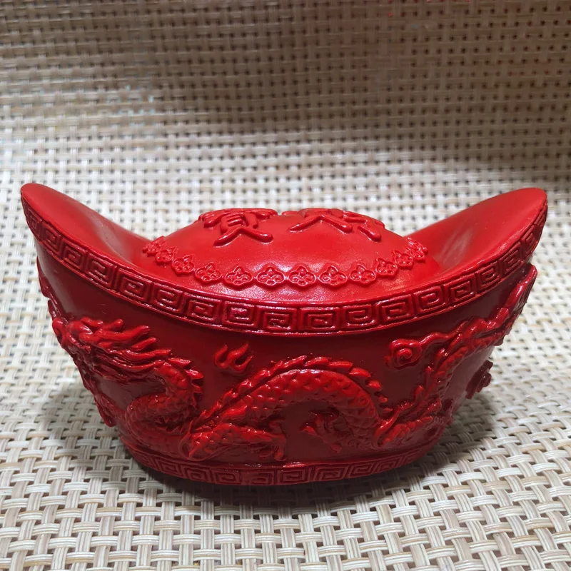 Красный циннабар Дракон и Феникс привлекают богатство сокровище благоприятный