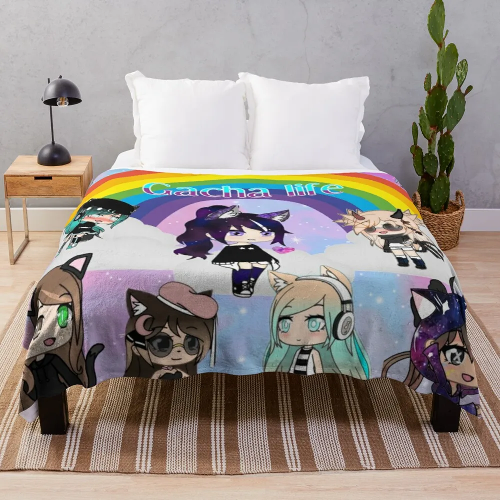 

gacha lifeanime pack Throw Blanket king flannel blanket shaggy blanket