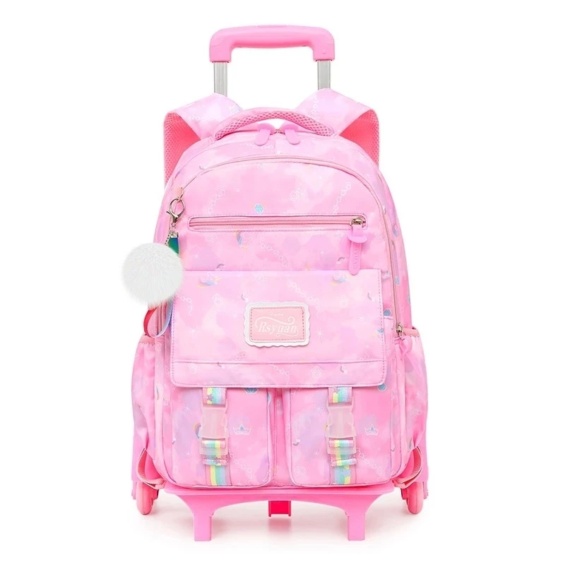 Orthopedic School Bag Child With Wheels Waterproof Primary Student Backpack Travel Bagpack For Teenage Girls Trolley Schoolbags