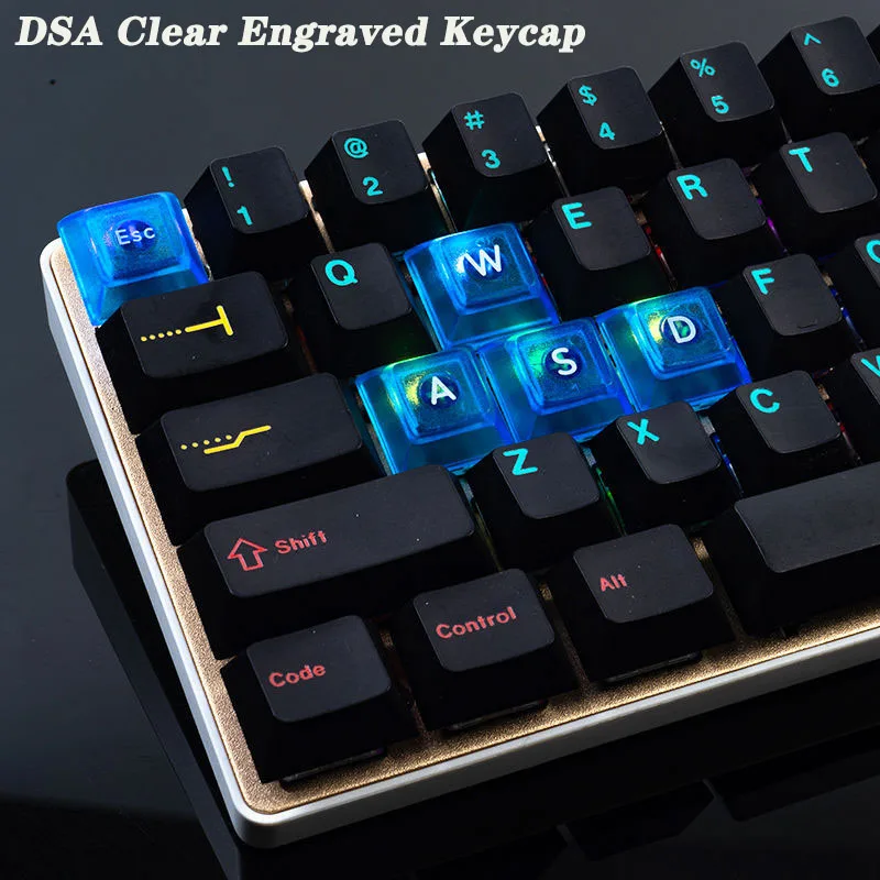 Şeffaf DSA Keycaps ABS oyun mekanik klavye şeffaf kapak arka işık özel ESC WASD ok 9 anahtar dsa ön kazınmış klavye tuş takımı