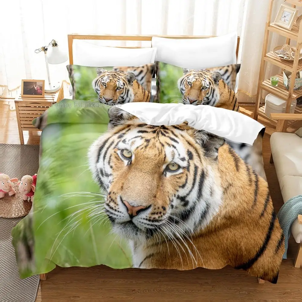

Animal Tiger Bedding Set Modern 3d Duvet Cover Sets Comforter Bed Linen Twin Queen King Single Size Kids Adult Gift Scenery