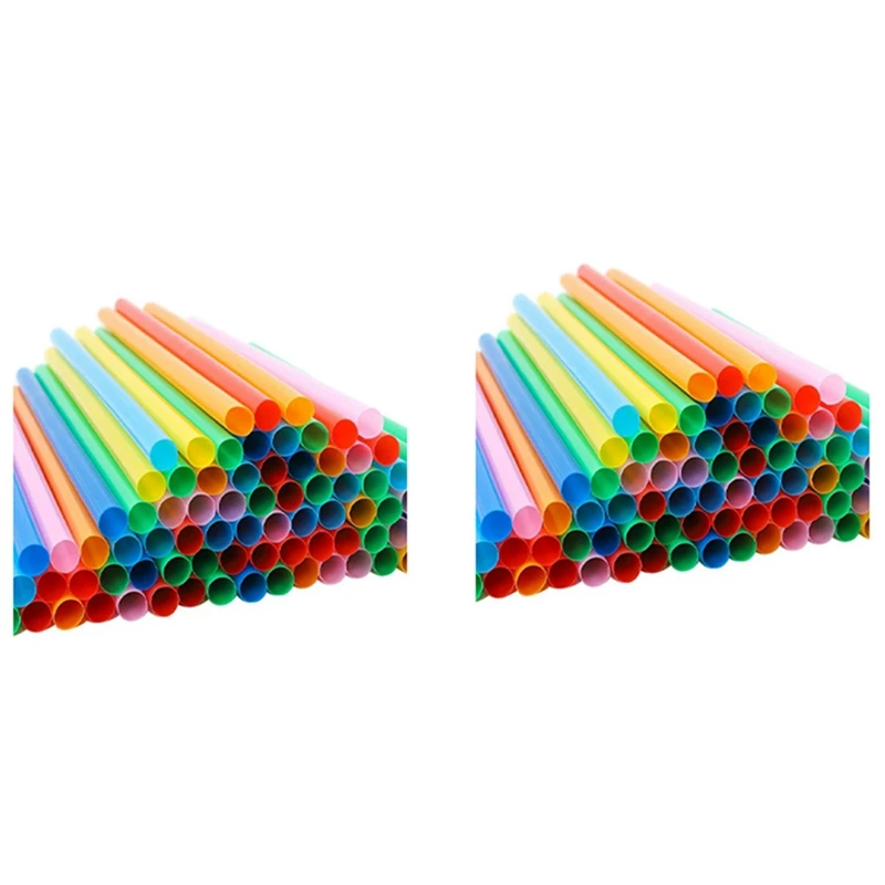 

New-600Pcs 10.3In Jumbo Straws Smoothie Straws Milkshake Straws Extra Wide Extra Long Assorted Bright Colors