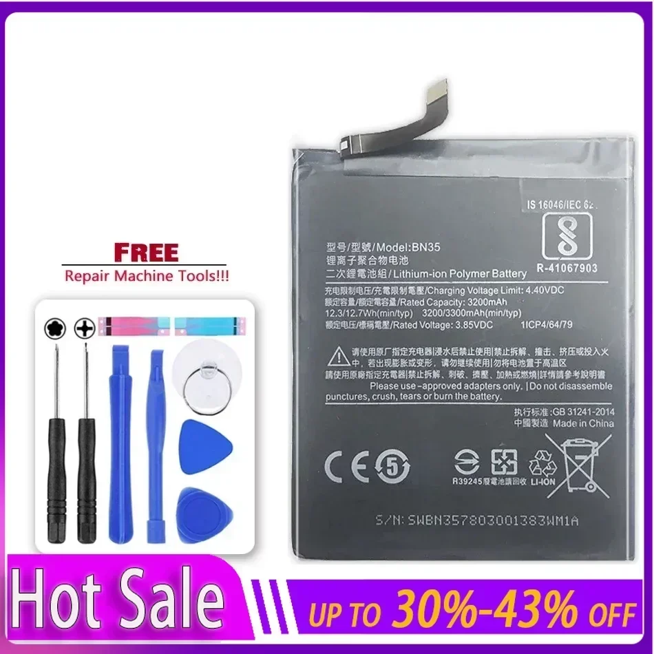Аккумулятор BN35 на 3300 мА · ч для Xiaomi Redmi 5 Redmi5 мощная деталь сменные батареи