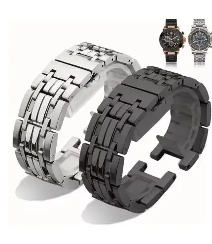 Новый серебристо-черный ремешок для часов из нержавеющей стали 316L 20 мм 22 с