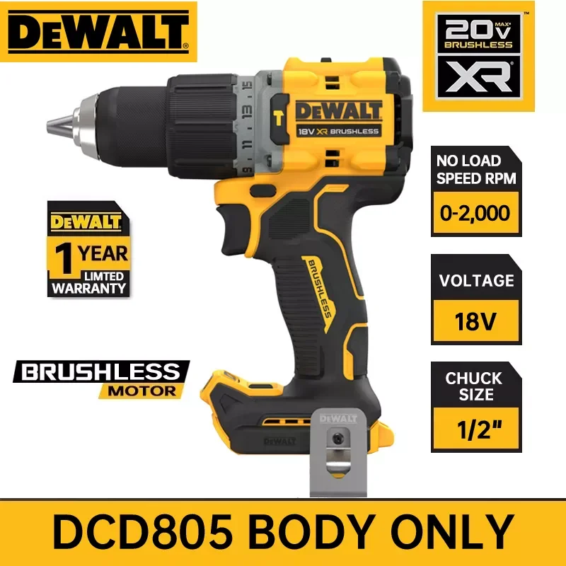 

Новинка набор ударных дрелей Dewalt DCD805, только 18 в макс. XR, бесщеточная беспроводная ударная дрель 1/2 в, перезаряжаемые электроинструменты