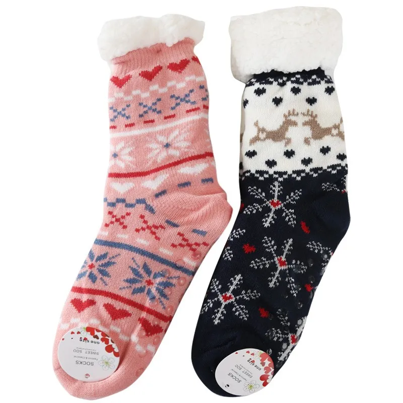 Cotton Thickened Women's Winter Socks Christmas Warm Socks Cute Elk Home Sleep On The Floor Socks Girls Funny Holiday Gifts